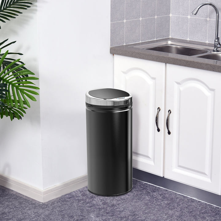 42L Stainless Steel Sensor Trash Can W/ Bucket-Black