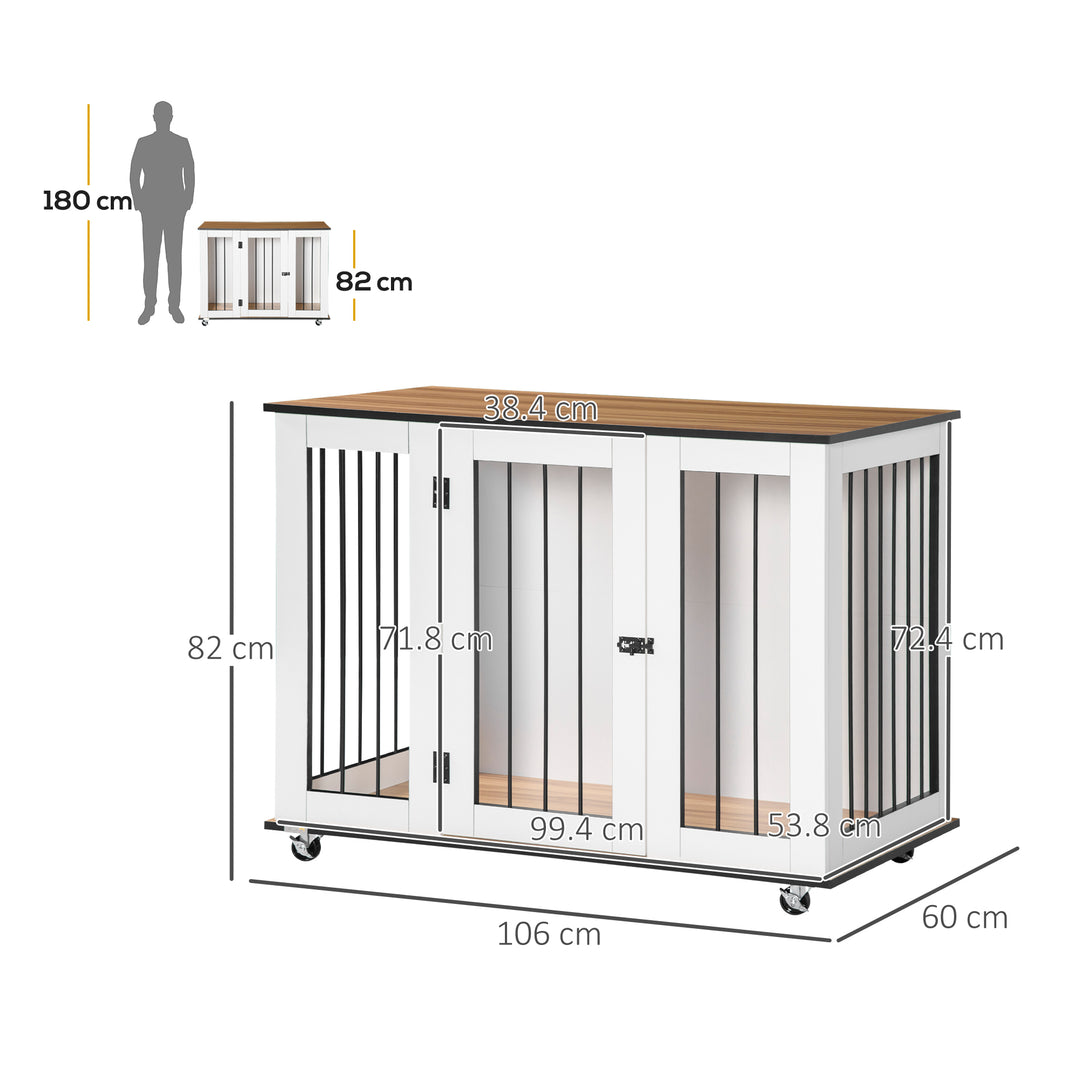 Dog Cage End Table with Five Wheels