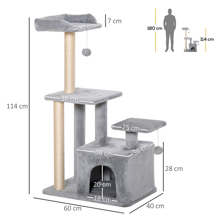 Feline Fun Tower: 114cm Tall Activity Centre with Scratching Posts