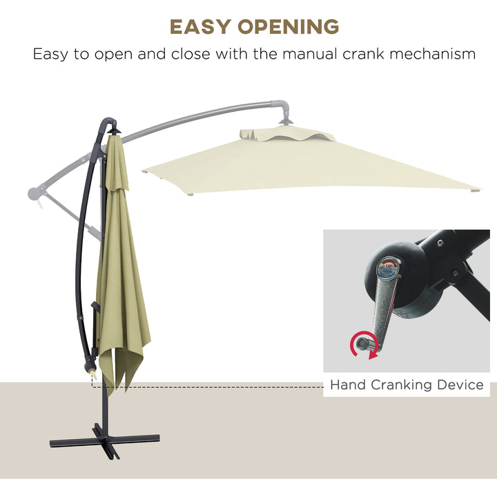 Waterproof Cantilever Parasol w/ Cross Base