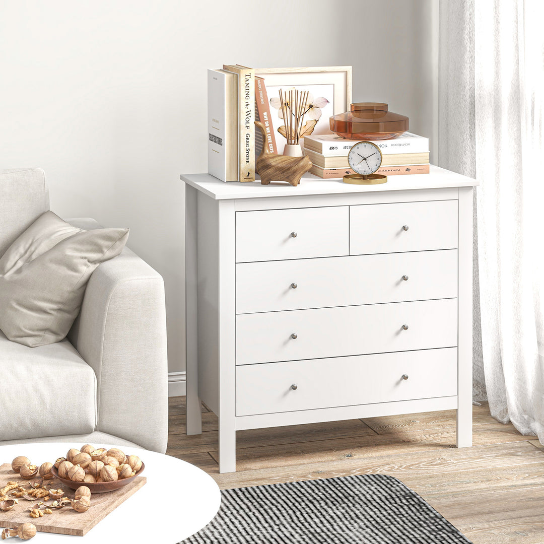 White Storage Cabinet with 5 Drawers