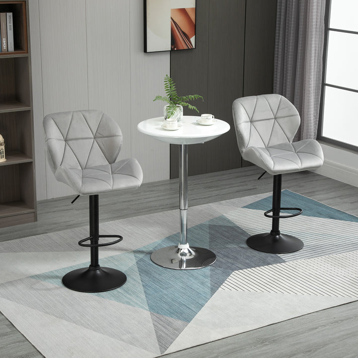 Bar Stool Set of 2 Fabric Adjustable Height Armless Upholstered Counter Chairs with Swivel Seat