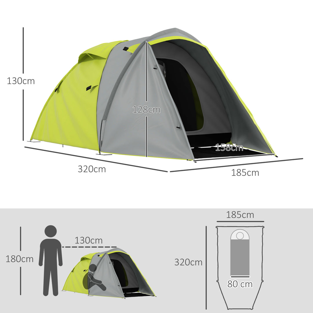 Waterproof Camping Tent for 2-3 Persons with Dual Rooms