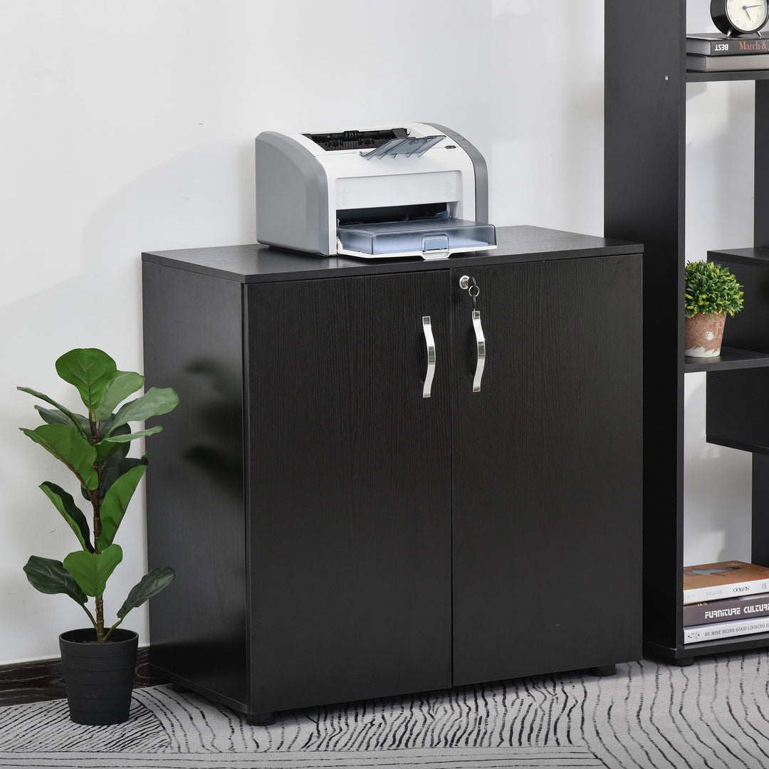 Vinsetto Black Cabinet Lockable File Cabinet with 2-Tier & Anti-Slip Feet