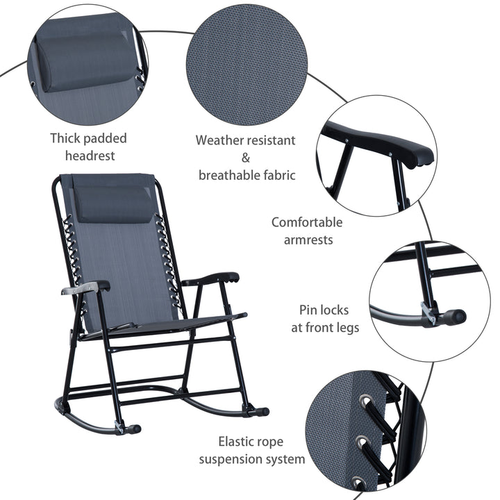 3 Piece Outdoor Rocking Set with 2 Folding Chairs and 1 Tempered Glass Table