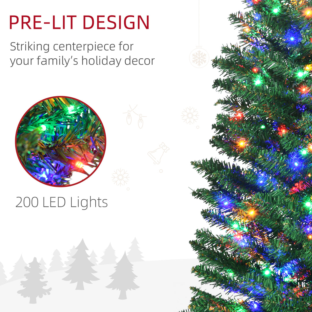 7.5' Artificial Prelit Christmas Trees Holiday Décor with Colourful LED Lights