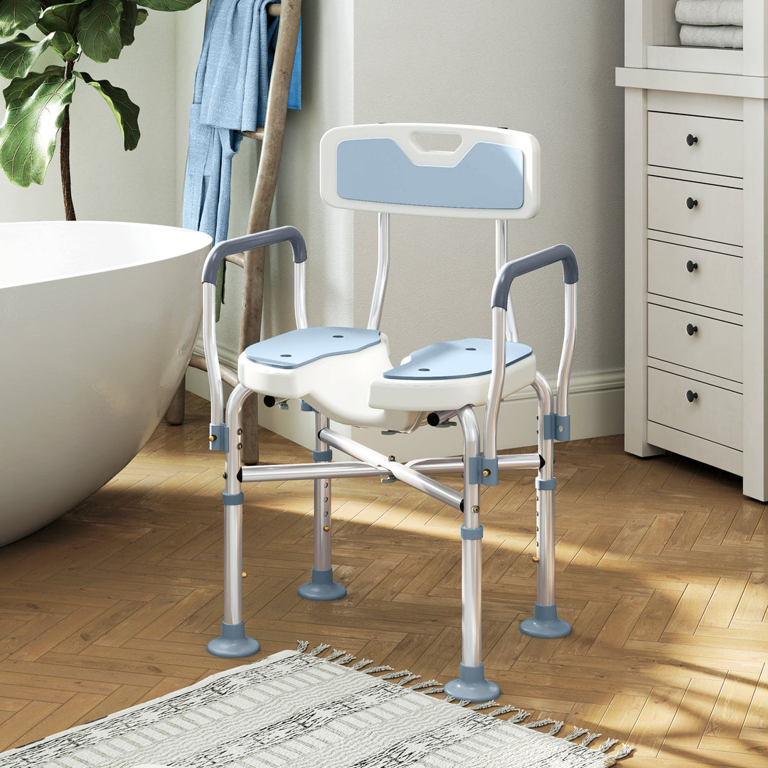 Bath Stool w/ Upgraded U-shaped Seat and Reinforced Crossbars