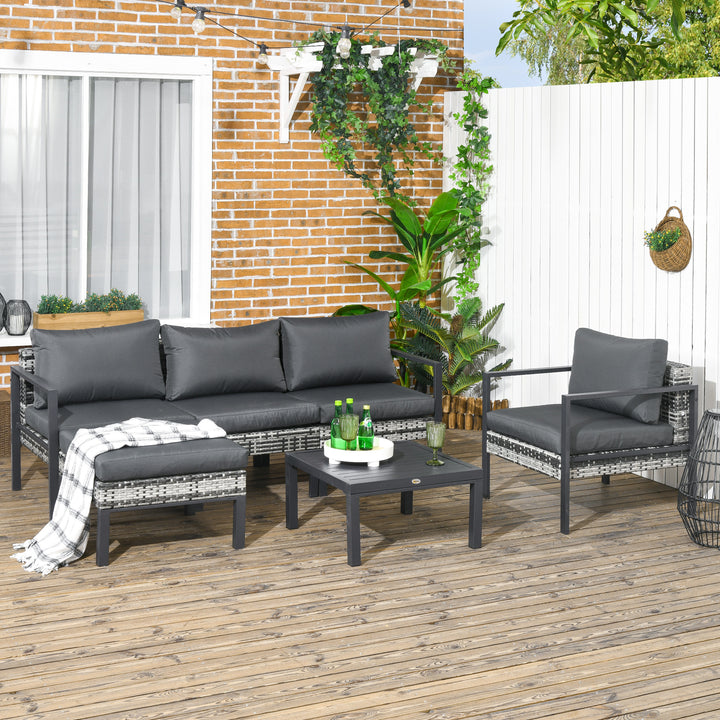 6 Pieces Patio Furniture Set with Sofa