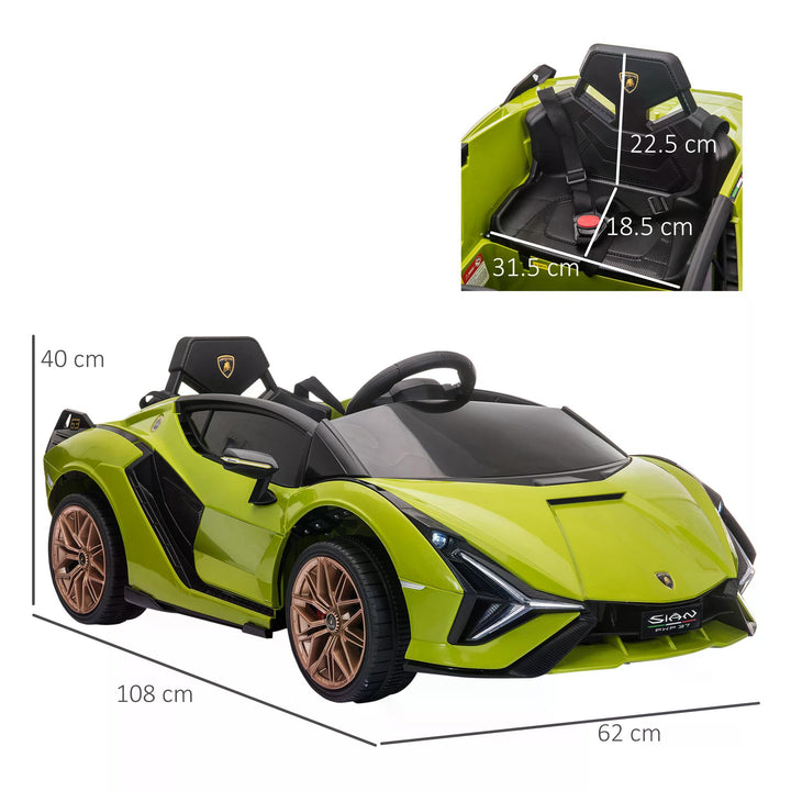 Compatible 12V Battery-powered Kids Electric Ride On Car Lamborghini SIAN Toy with Parental Remote Lights MP3 for 3-5 Years Green