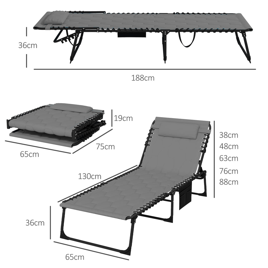 Foldable Sun Lounger with 5-level Reclining Back