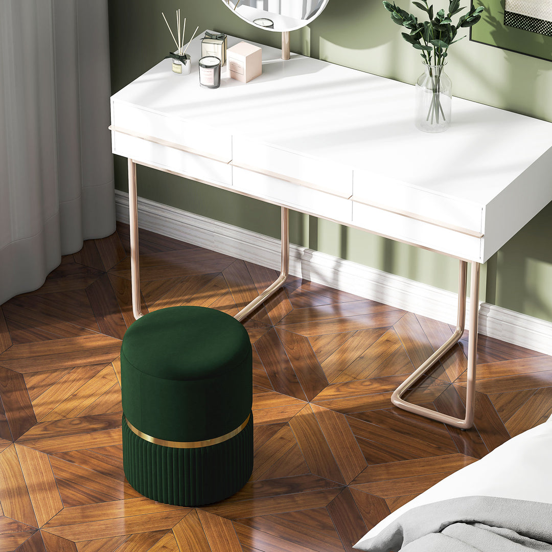 Velvet-Feel Storage Ottoman - Green