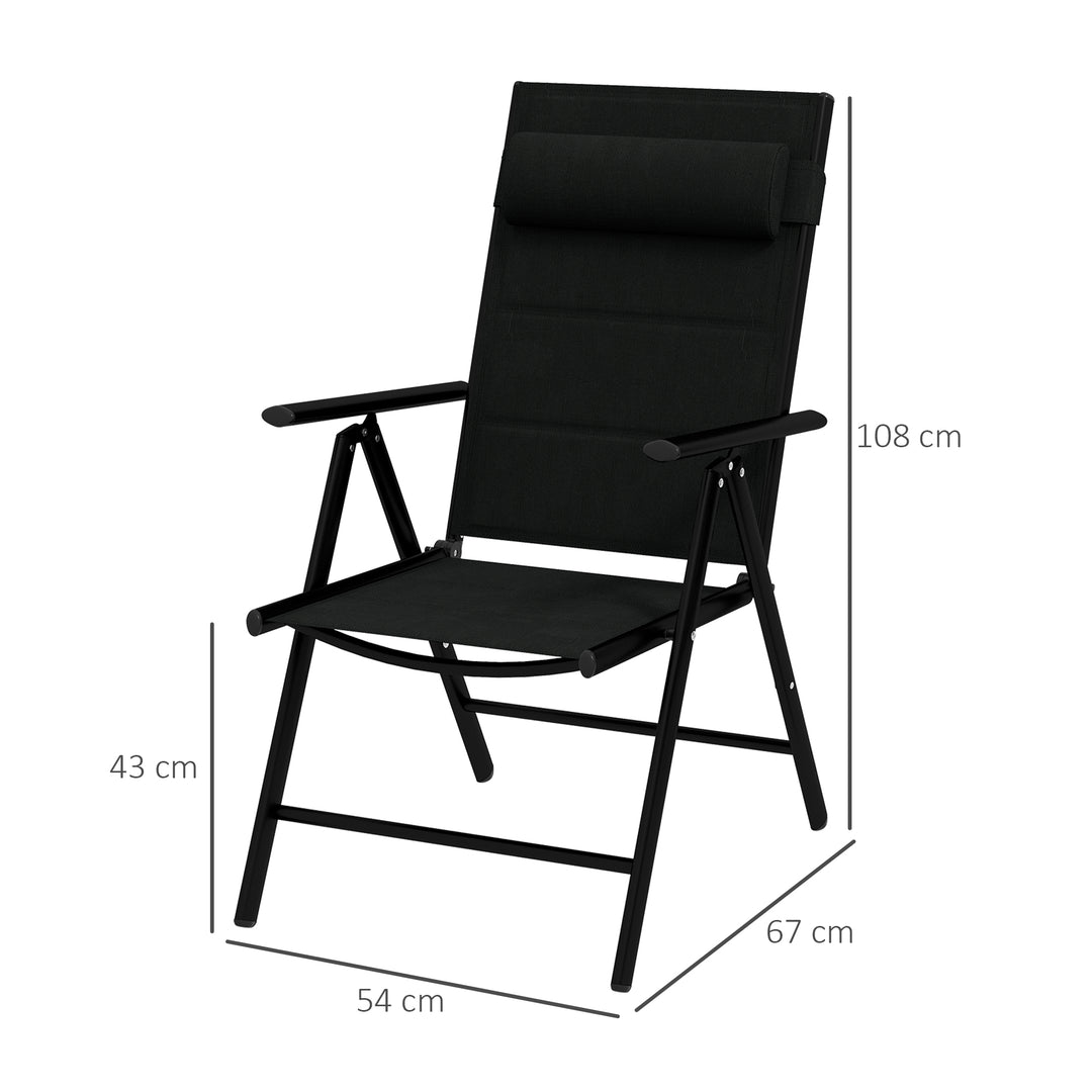 Patio Folding Chairs Set of 2 with Adjustable Back