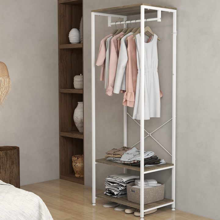 Hallway Coat Rack and Shoe Bench Tree - Grey