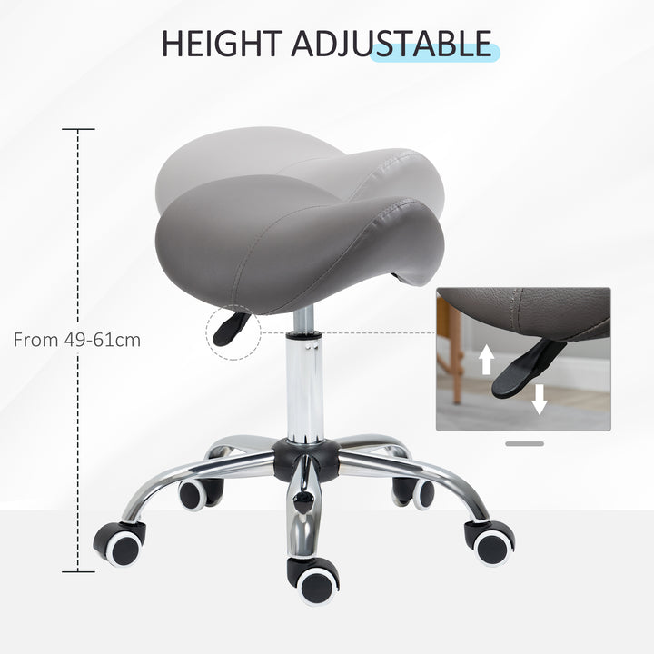 Cosmetic Stool 360Â° Rotate Height Adjustable Salon Massage Spa Chair Hydraulic Rolling Faux Leather Saddle Stool