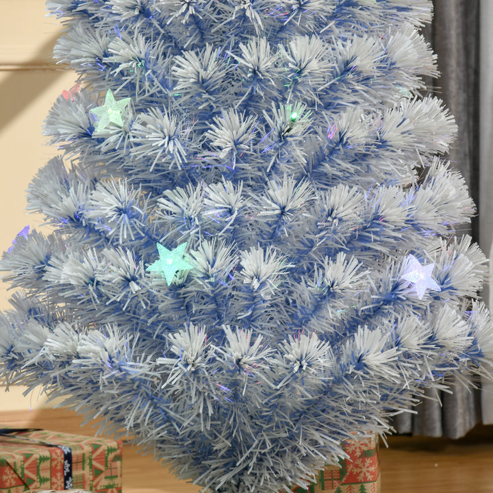 Artificial Fibre Optic Christmas Tree Seasonal Decoration w/ 20 LED Lights Pre-Lit Easy Store White Blue 5FT