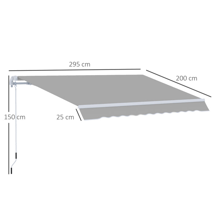 Waterproof Window Awning Canopy Garden Outdoor Shelter Patio Sun Shade UV Blocker Aluminium Frame w/ Hand Crank 3 x 2m