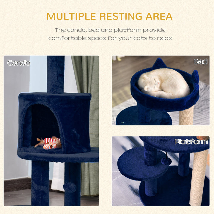 Feline Playground: 3-Tier Sisal Rope Scratching Post with Dangling Toy