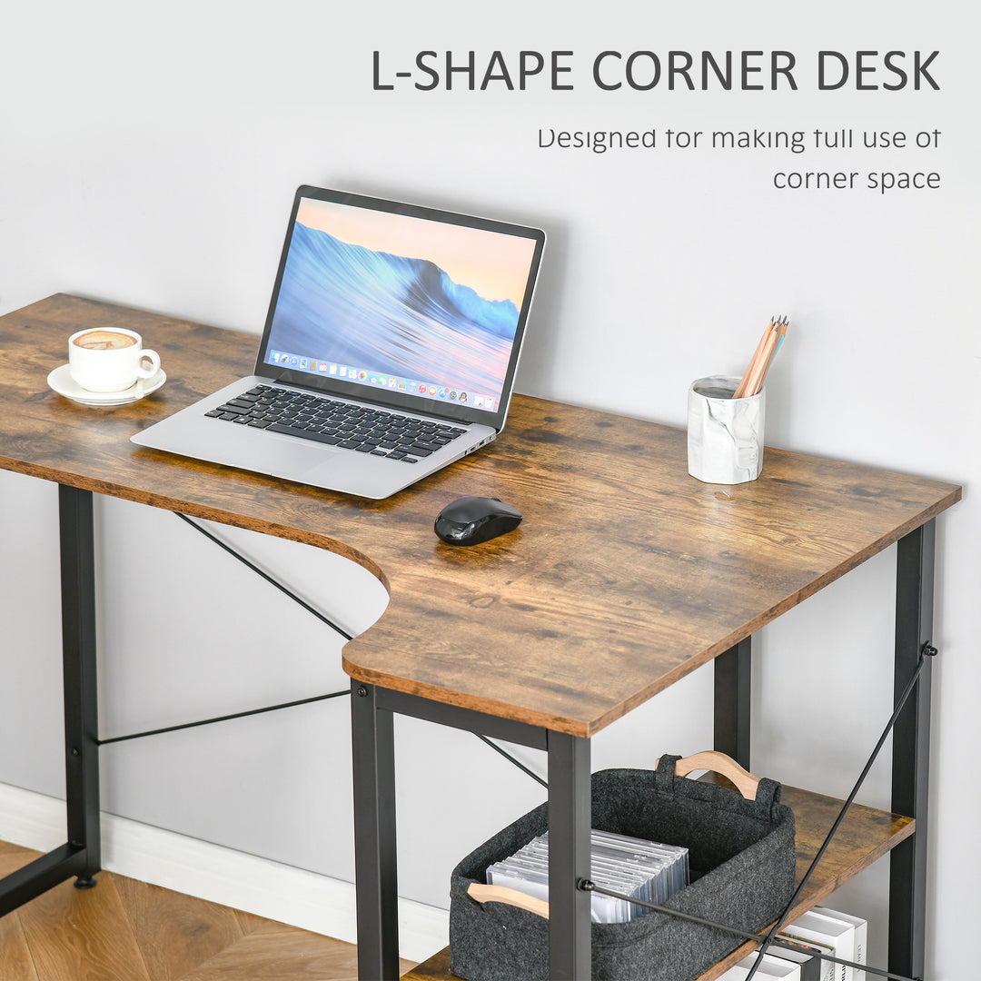 HOMCOM L-Shaped Desk with Shelves