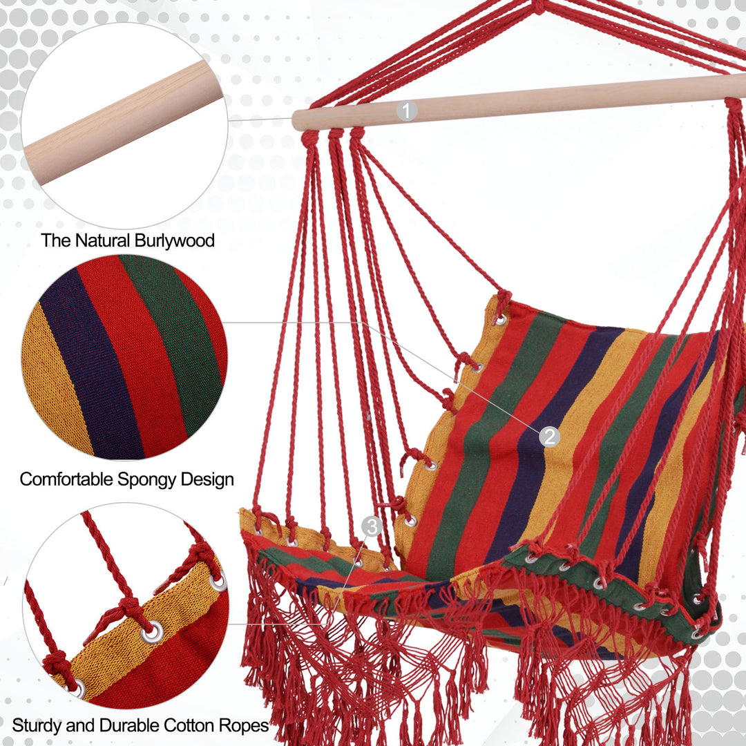 Hammock Chair Swing Colourful Striped Tree Hanging Seat Porch Indoor Outdoor Fabric Garden Furniture