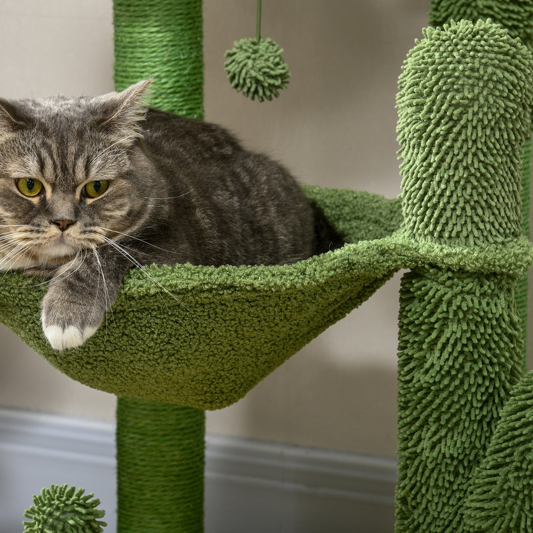 Cactus Cat Tree: Playful 82cm Chenille with Scratching Post & Hammock