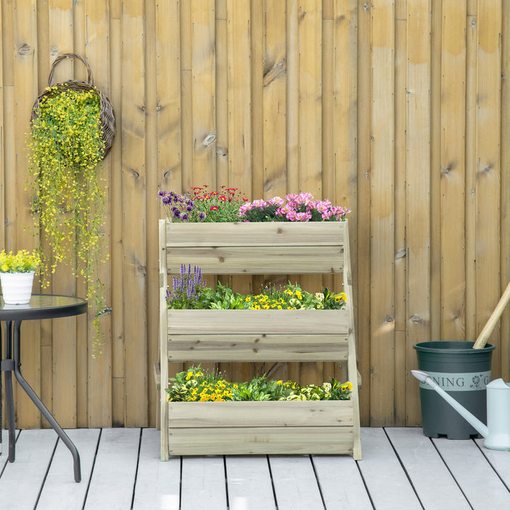 3 Tier Raised Garden Bed Wooden Elevated Planter Box Kit for Flower