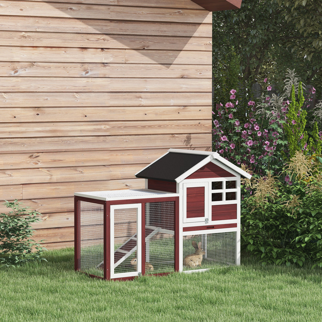 122 Wooden Rabbit Hutch Bunny Cage with Waterproof Asphalt Roof