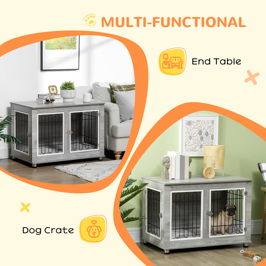 Dog Crate Furniture Side End Table w/ Soft Washable Cushion