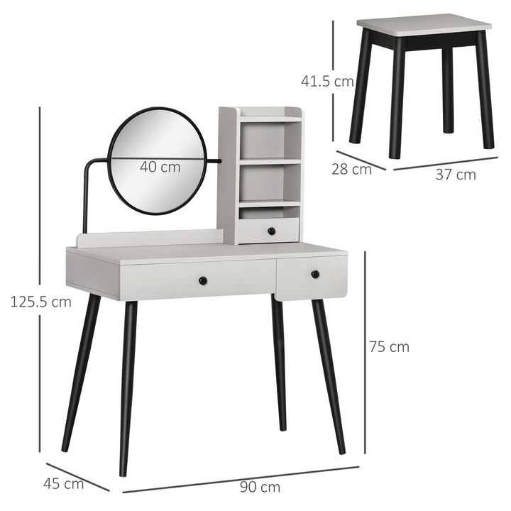 Dressing Table Set with Mirror and Stool