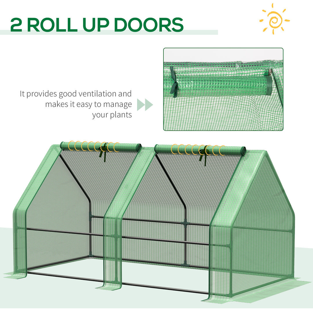 Mini Small Greenhouse with Steel Frame & PE Cover & Zippered Window Poly tunnel Steeple for Plants Vegetables