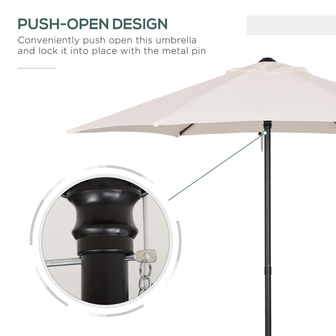 Cream Patio Parasol: 6-Rib Outdoor Sun Shade for Balcony & Garden