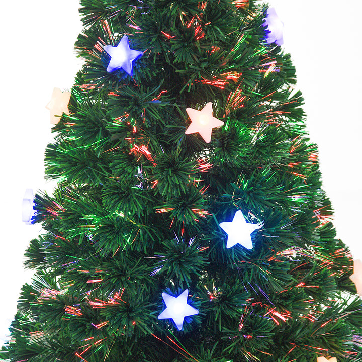 5ft 150cm Green Fibre Optic Artificial Christmas Tree W/ Stars