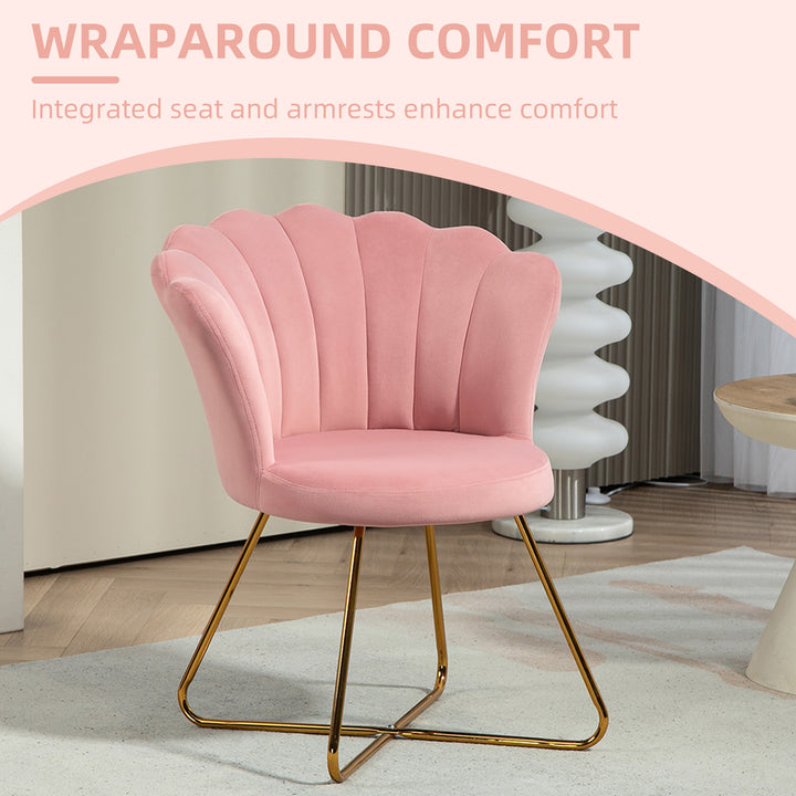 Velvet-Feel Lotus Petal Accent Chair - Pink