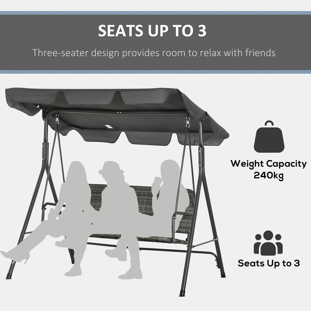 3-person Outdoor PE Rattan Swing Chair