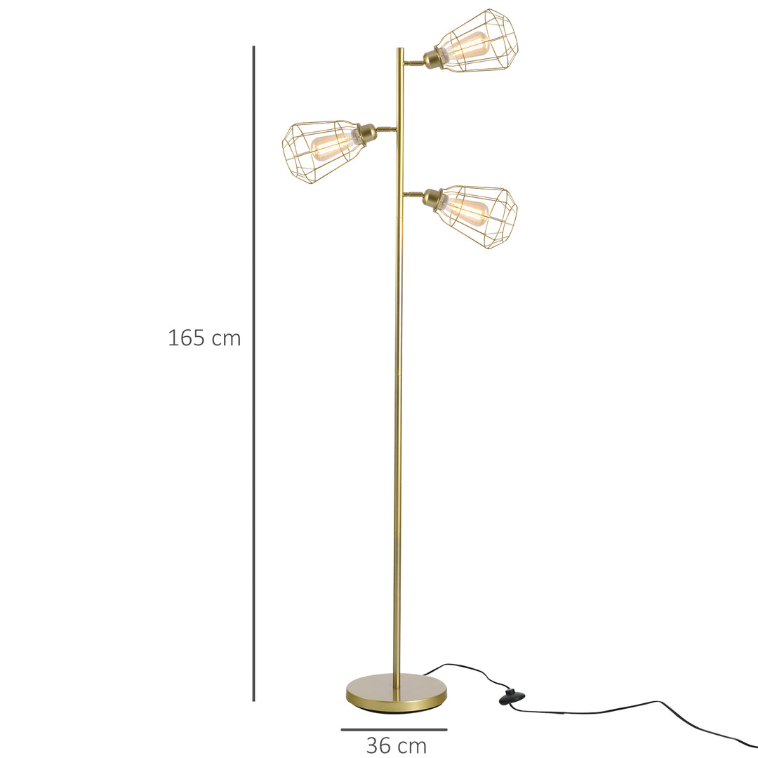 Retro Floor Lamp: Adjustable 3-Light Tree Design for Bedroom Illumination