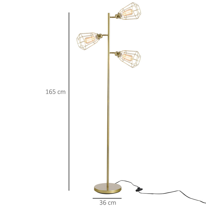 Retro Floor Lamp: Adjustable 3-Light Tree Design for Bedroom Illumination