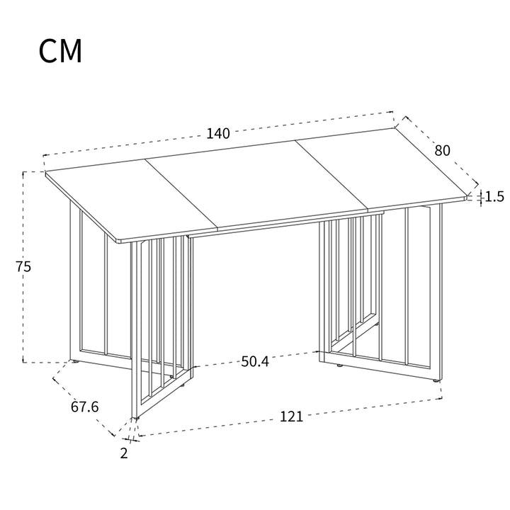 Modern Rectangular Extendable Dining Table with V-shaped Support Legs