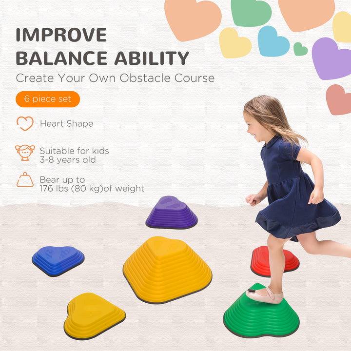 6PCs Heart-Shaped Kids Stepping Stones Balance & Motor Skills