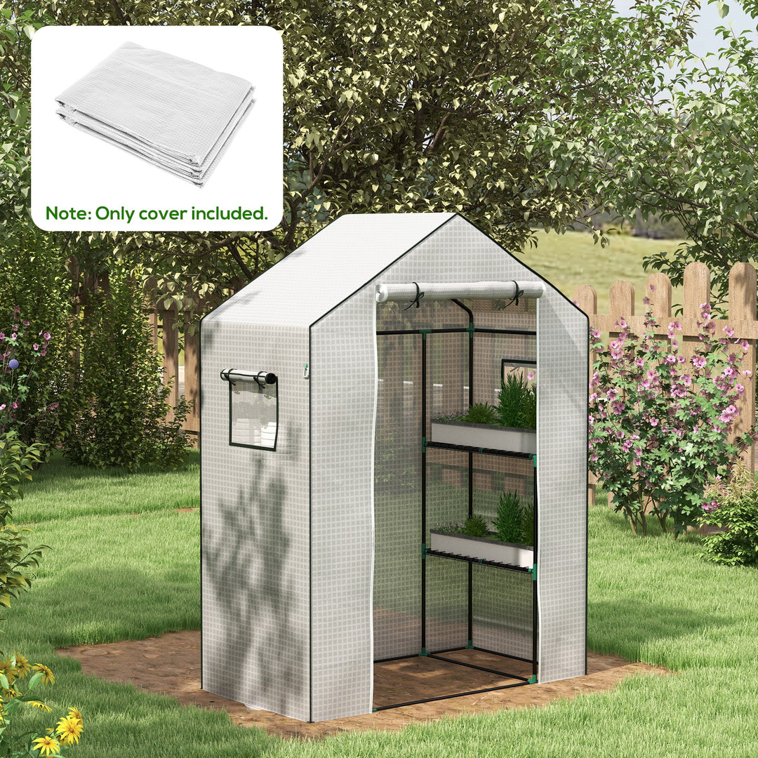 Greenhouse Cover Replacement Walk-in PE Hot House Cover with Roll-up Door and Windows