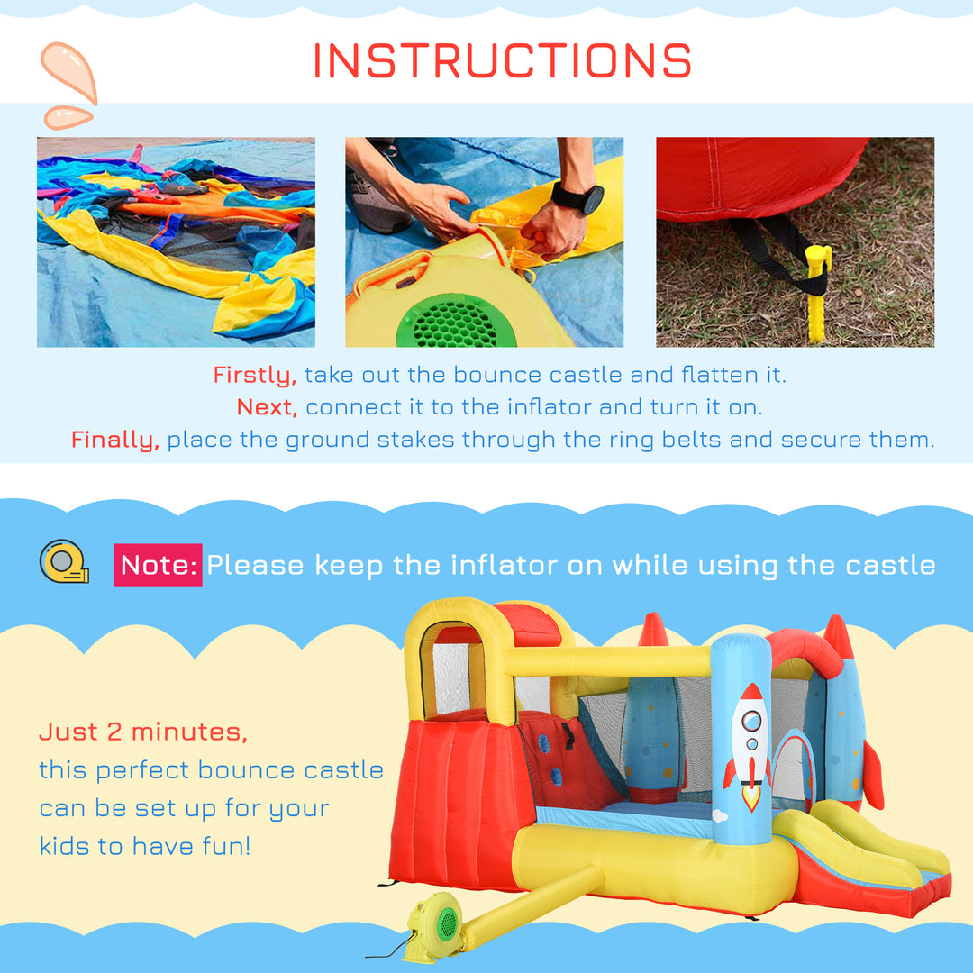 Kids Bounce Castle House Inflatable Trampoline Slide Water Pool 3 in 1 with Blower for Kids Age 3-10 3.3 x 2.65 x 1.85m