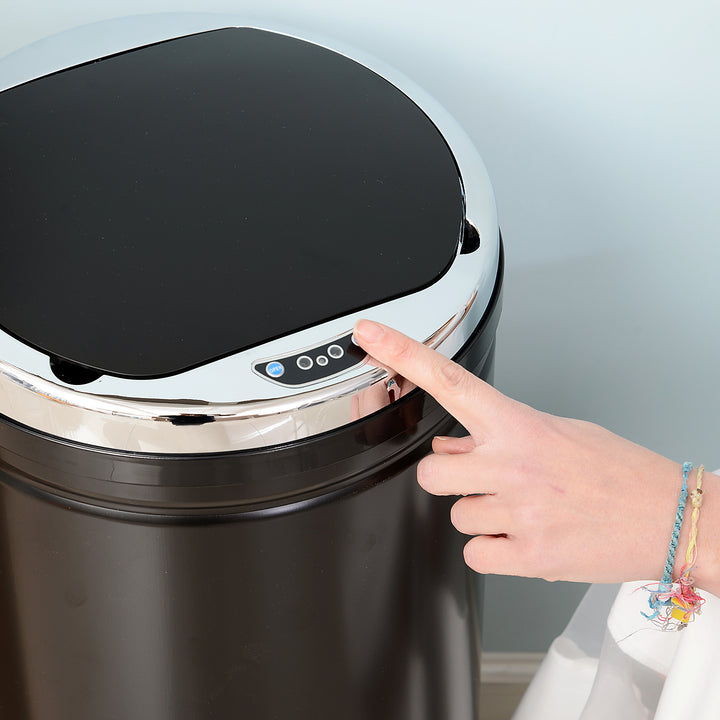 50L Stainless Steel Sensor Trash Can W/ Bucket-Black