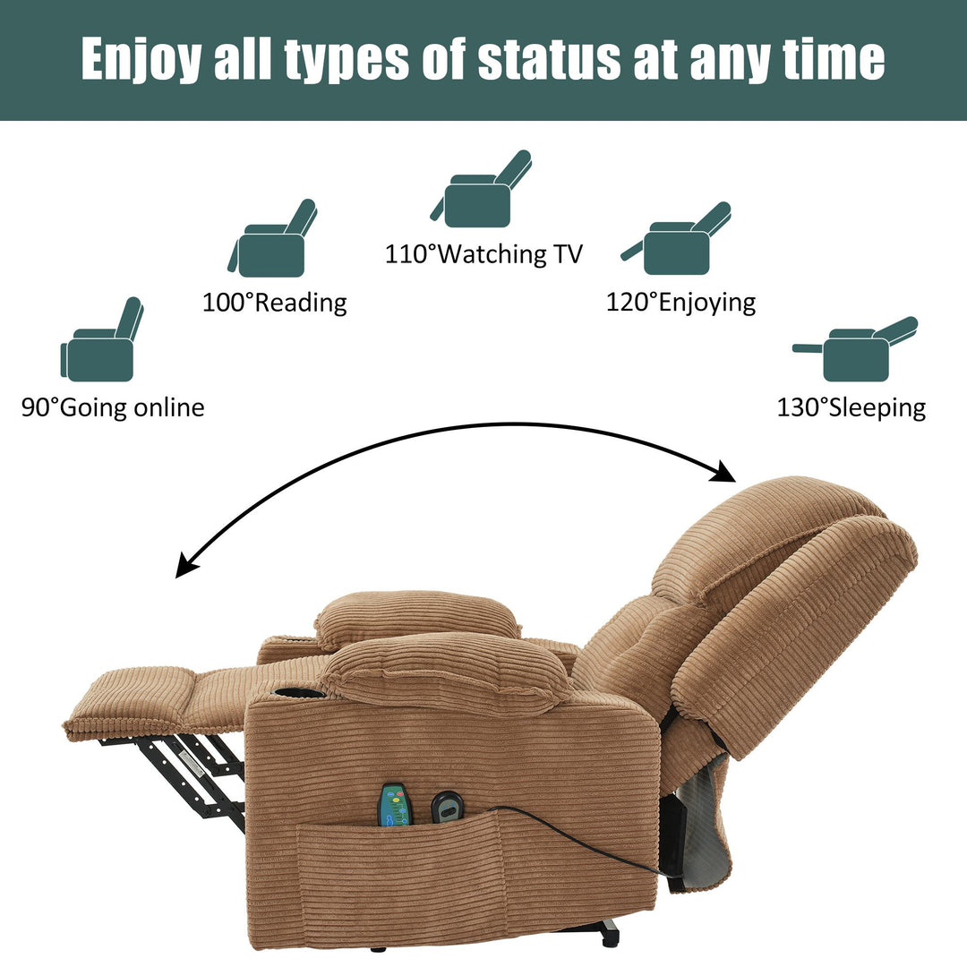 Remote Control Upholstered Oversized Power Lift Recliner Chair Sofa with Heat