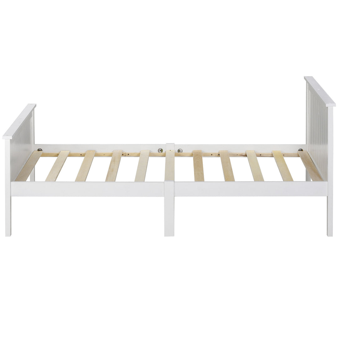 Pine Wood Bed Frame with Headboard and Footboard