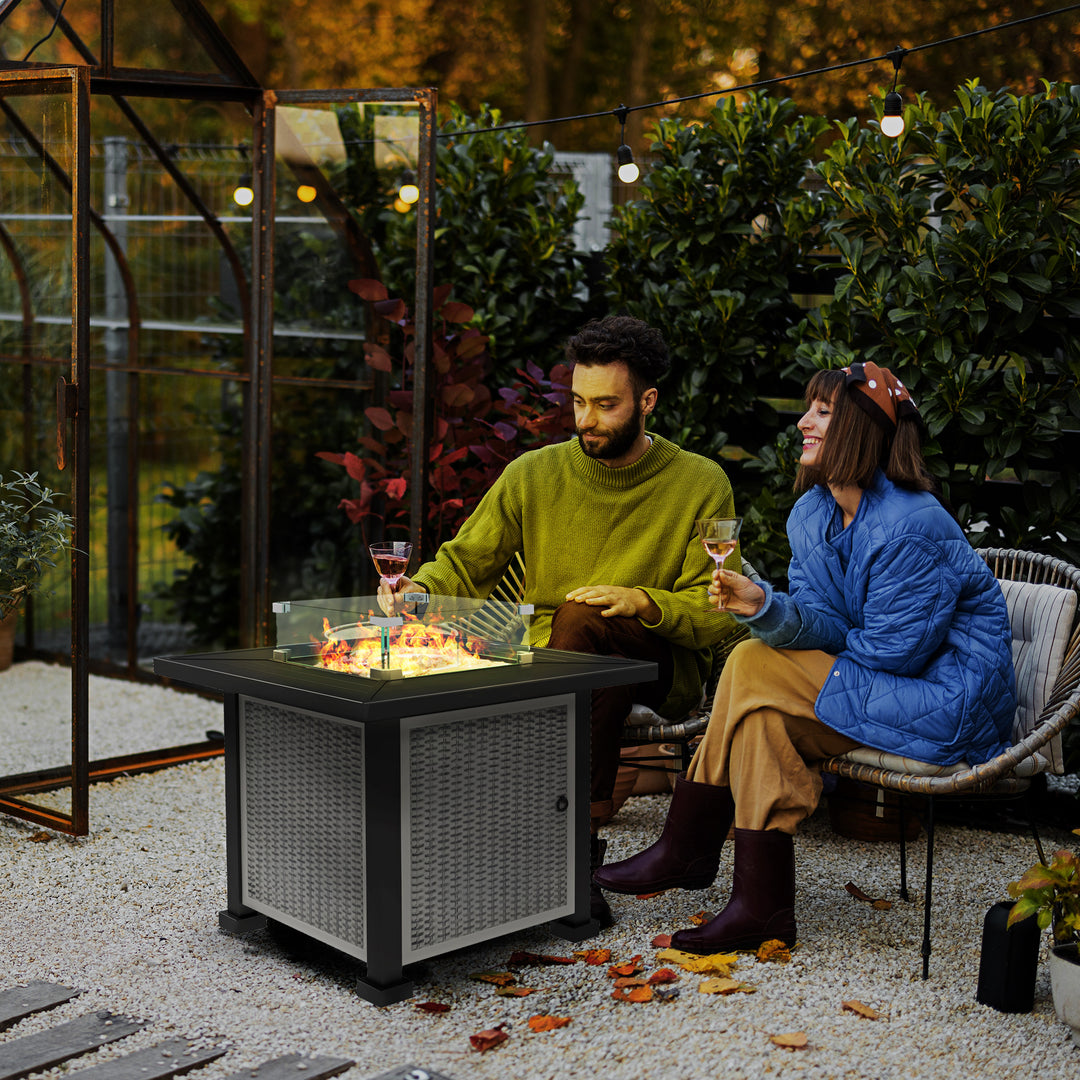 Alfresco Ambiance: Rattan Gas Fire Pit Table