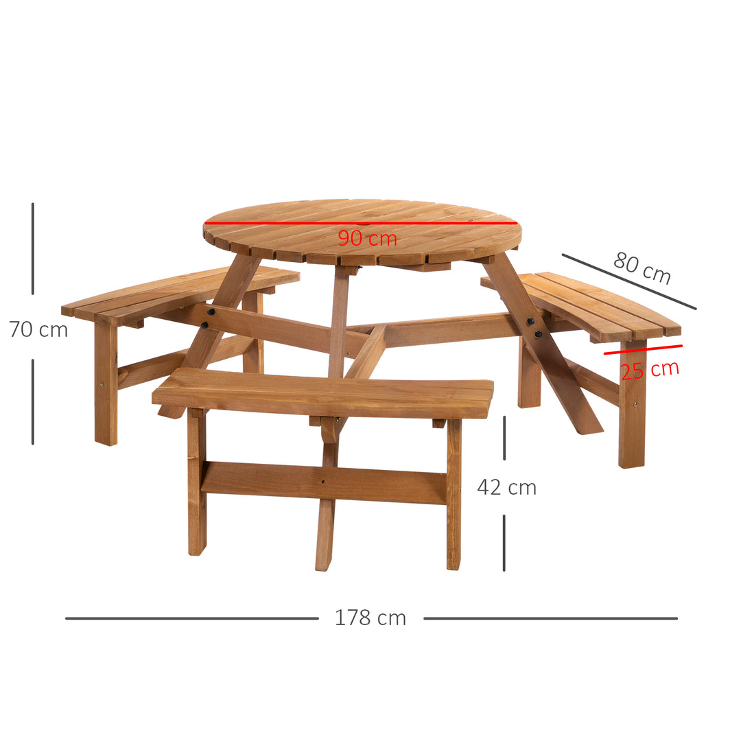 Fir Wood Pub Set: 6-Seater Heavy-Duty Outdoor Dining Suite with Parasol Hole