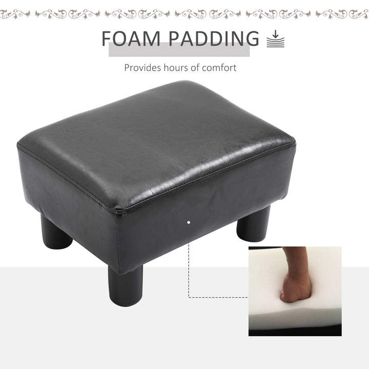 PU Leather Footstool Foot Rest Small Seat Foot Rest Chair Black Home Office with Legs 40 x 30 x 24cm