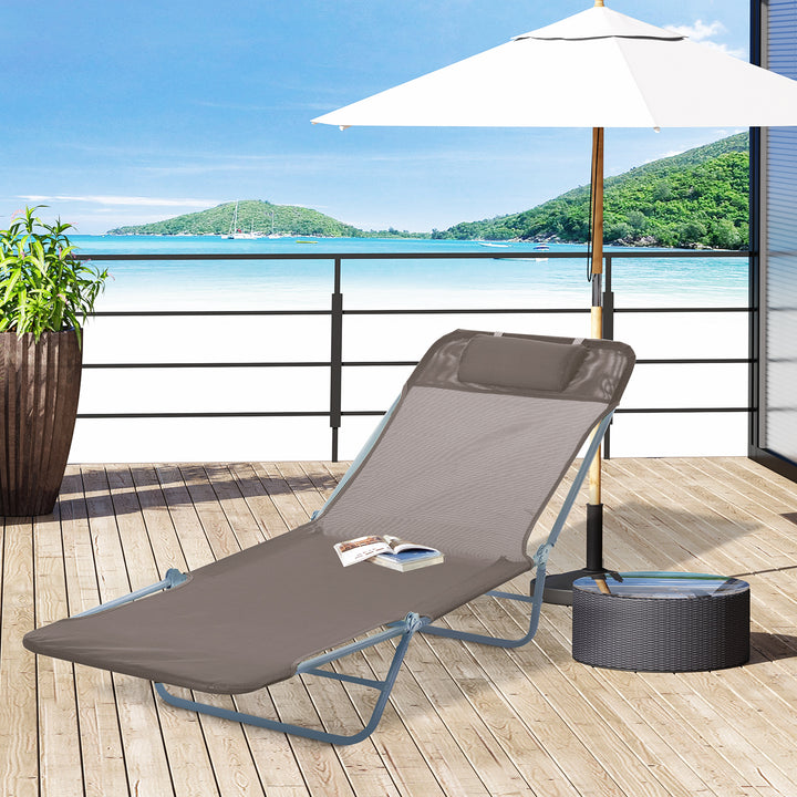 Garden Lounger: Adjustable Recliner Sun Bed with Coffee-Toned Finish for Outdoor Relaxation