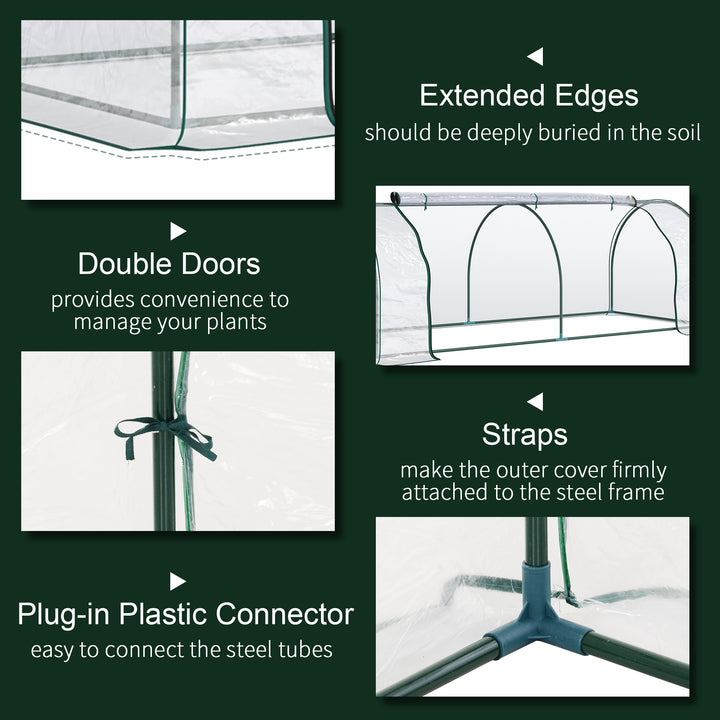 Transparent Tunnel Greenhouse: Outdoor Grow House with Steel Frame & PVC Cover