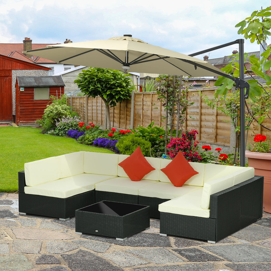 7 Pieces PE Rattan Garden Furniture Set w/ Thick Padded Cushion