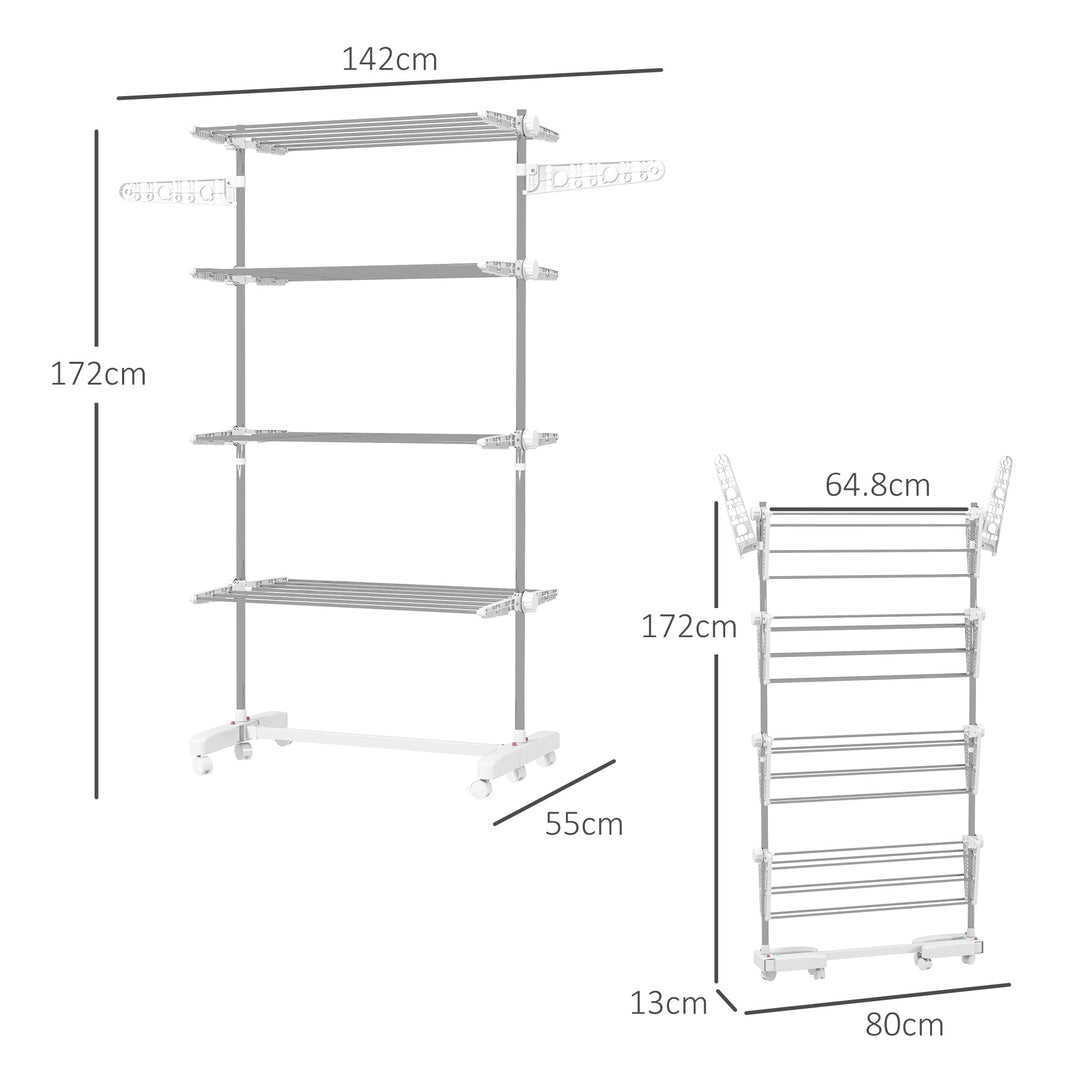 Folding Cloth Rail Adjustable Garment Rack With Wheels (4 Layer)