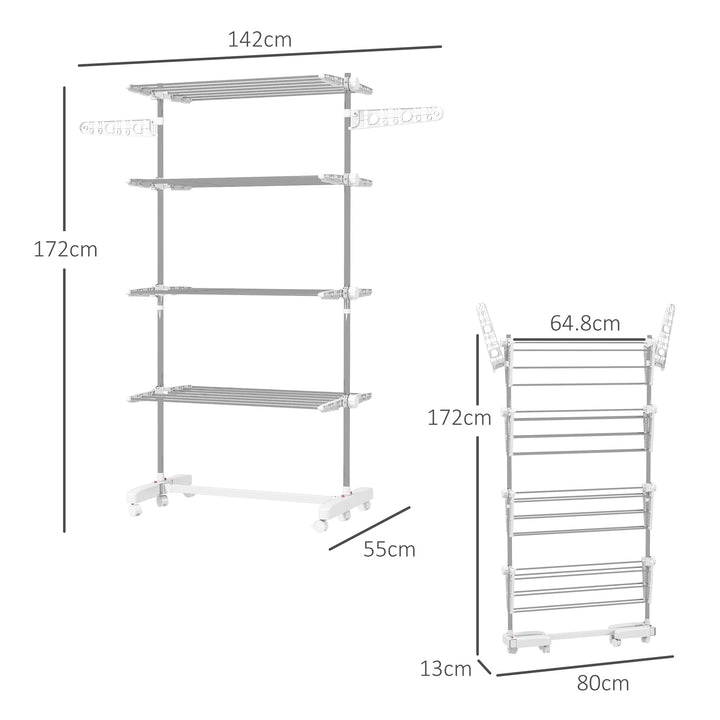 Folding Cloth Rail Adjustable Garment Rack With Wheels (4 Layer)